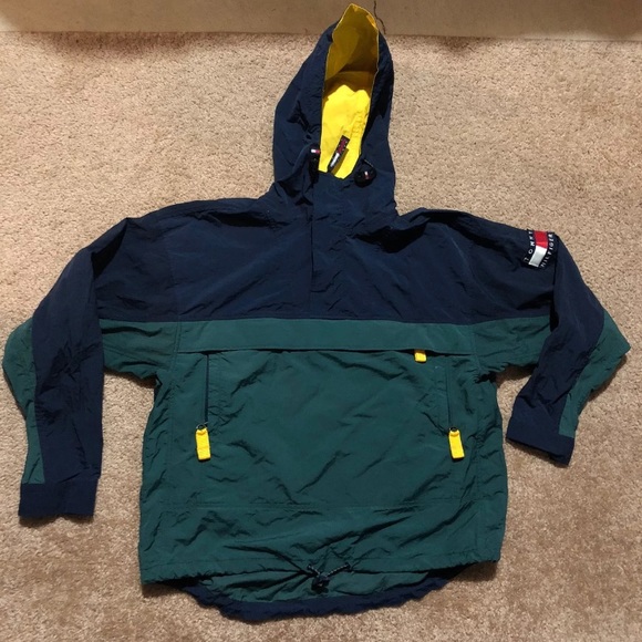 tommy hilfiger colorblock pullover windbreaker jacket